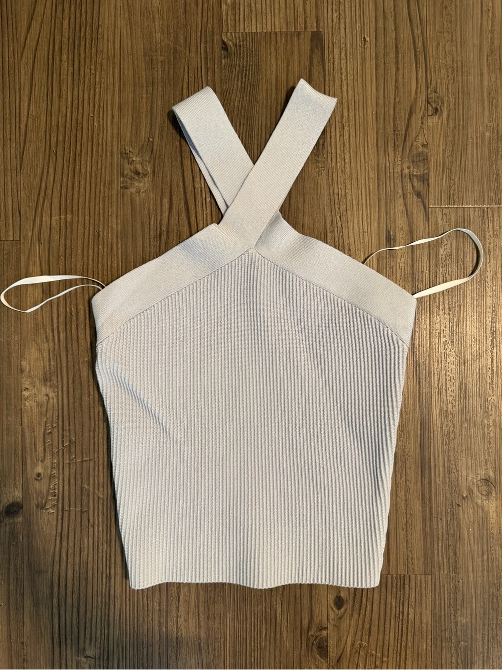 Aritzia Cross-Back Ribbed Tank Top - Blue